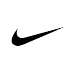 Logo nike negro sobre fondo blanco